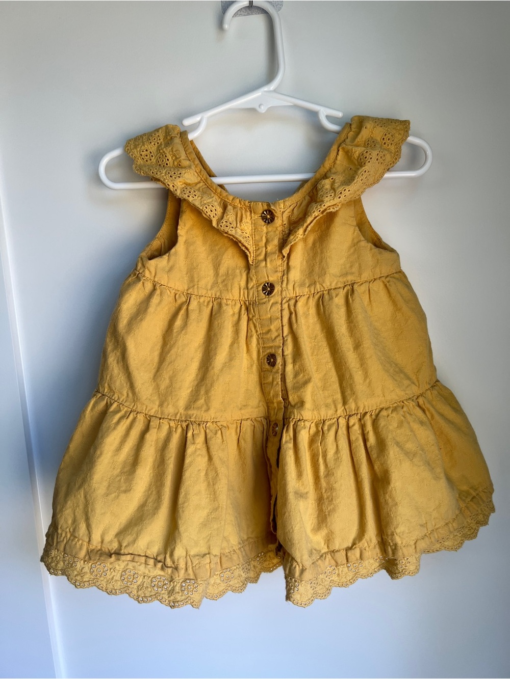 Artisan NY Mustard Yellow Eyelet Ruffle Dress 24M
